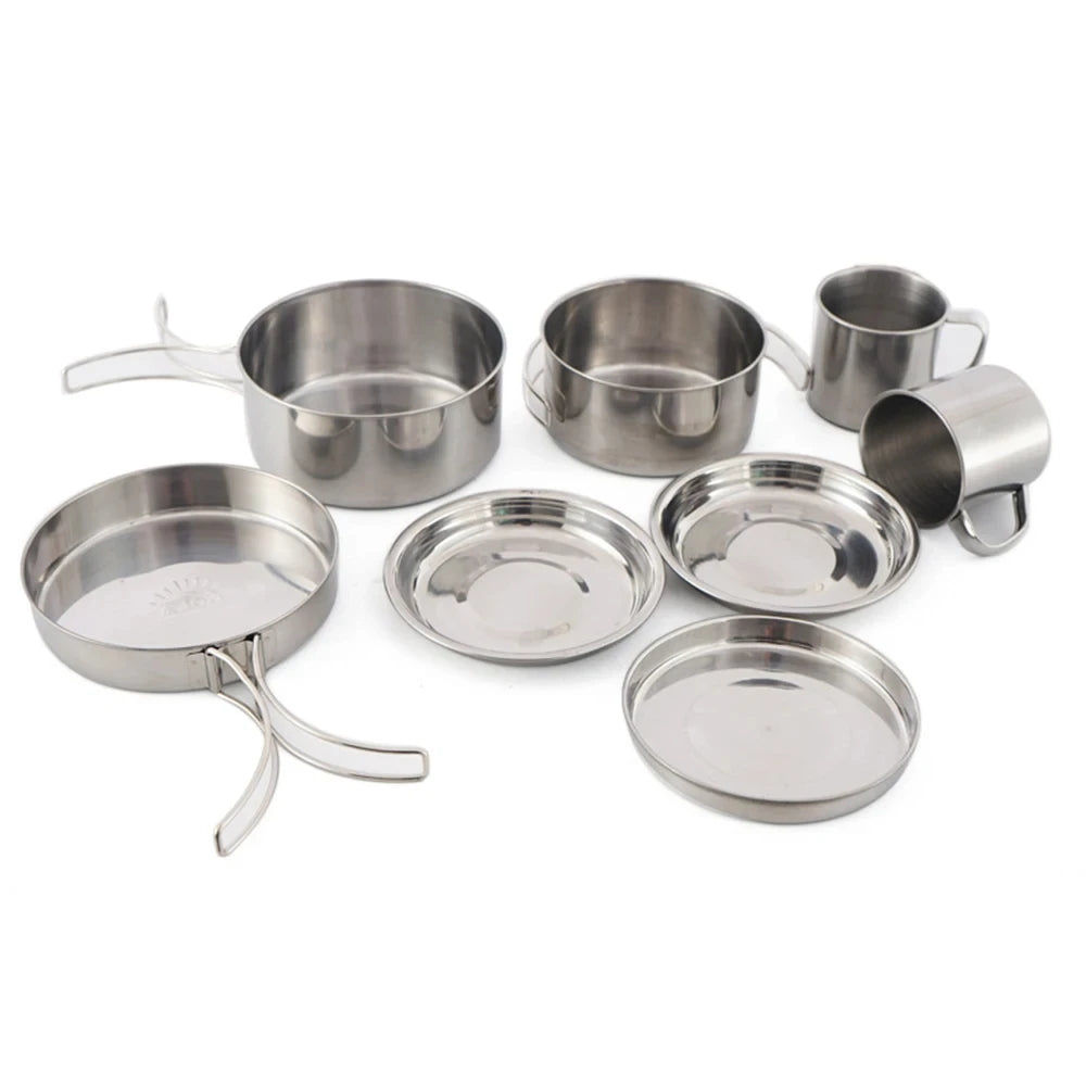 8pcs Camping Cookware Mess Kit