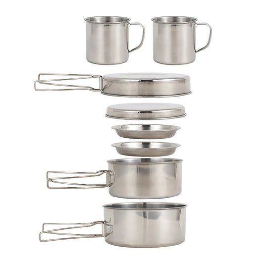 8pcs Camping Cookware Mess Kit