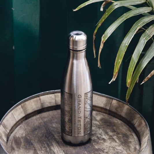 Grand Teton National Park - Wyoming Map Insulated Bottle