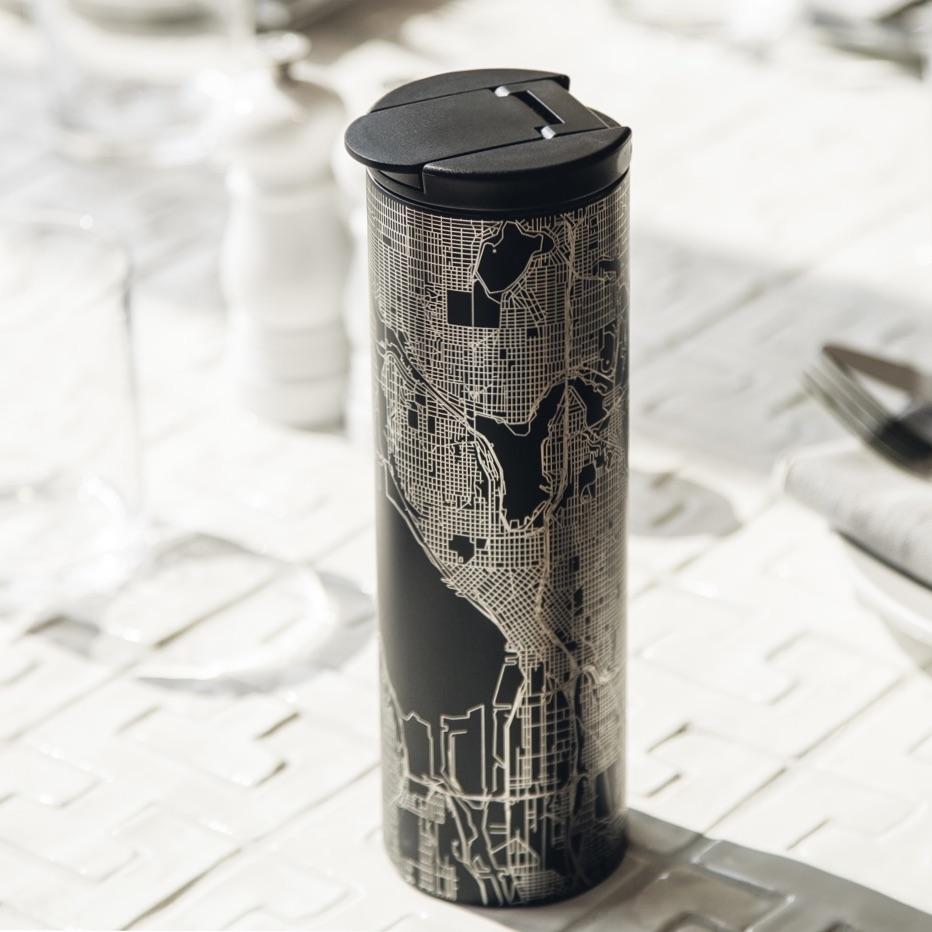Grand Teton National Park - Wyoming Map Tumbler in Matte Black