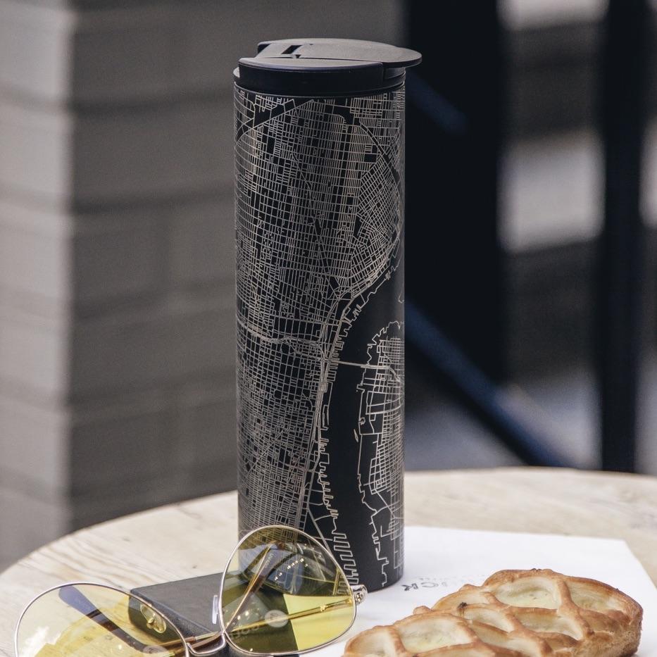 Grand Teton National Park - Wyoming Map Tumbler in Matte Black